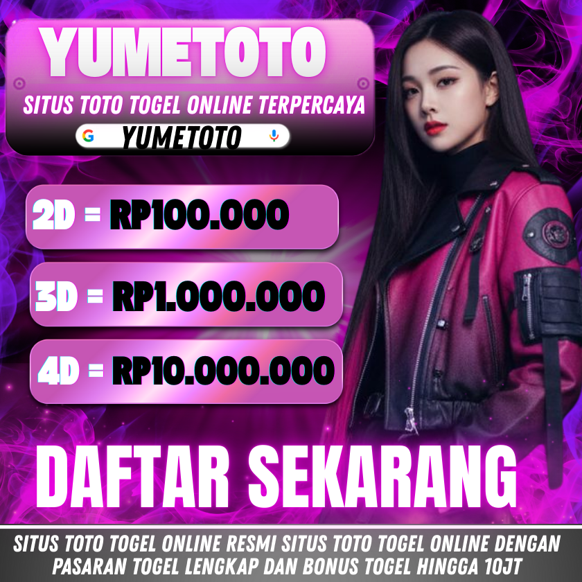 ✨ YUMETOTO | Toto Togel Online Terpercaya ✨

Menangkan hadiah besar dari permainan togel favoritmu 🎯
💰 2D • 3D • 4D
🚀 Bonus menarik & pasaran lengkap

📲 Daftar sekarang dan buktikan sendiri keseruannya!